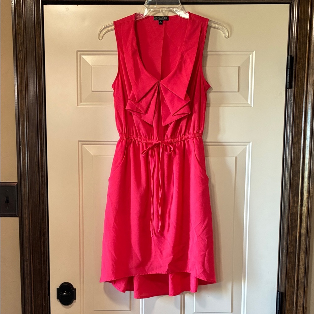Small BeBop Coral Sleeveless Ruffle V-Neck High-Low Dress